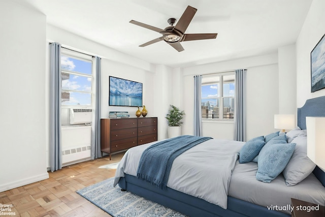575 Grand St Unit E1806, New York City, NY 10002 - bedroom with cooling unit and ceiling fan
