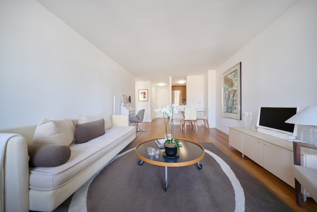 living area featuring wood finished floors