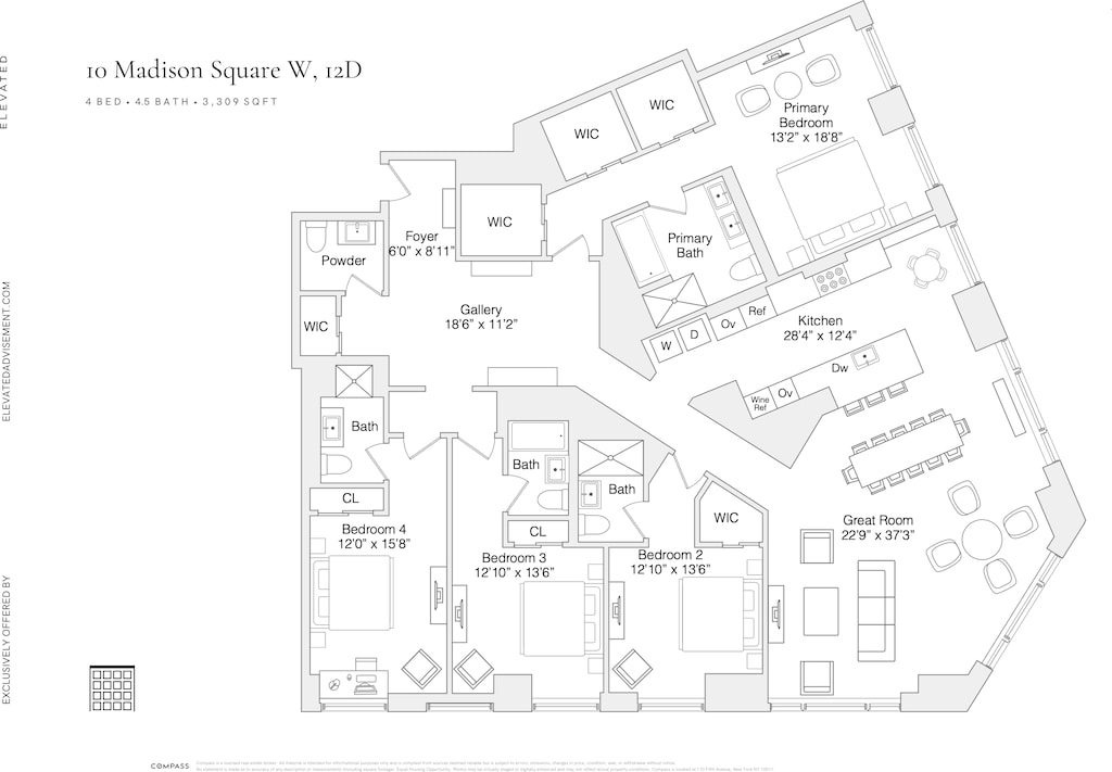 10 Madison Sq W Unit 12D, New York City, NY 10010 - view of room layout