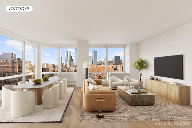 450 W 17th St Unit 2408, New York City, NY 10011 - living room with wood finished floors