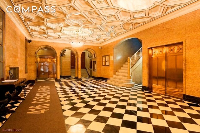 common area with stairs