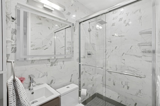 1059 Manhattan Ave Unit 2D, New York City, NY 11222 - bathroom featuring vanity and a marble finish shower