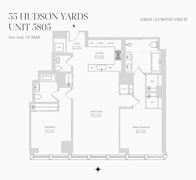 35 Hudson Yards Unit 5805, New York City, NY 10001 - view of floor plan / room layout