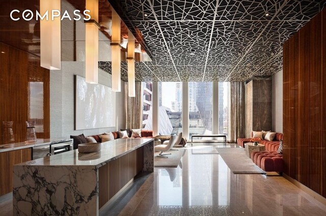35 Hudson Yards Unit 5805, New York City, NY 10001 - community lobby featuring floor to ceiling windows