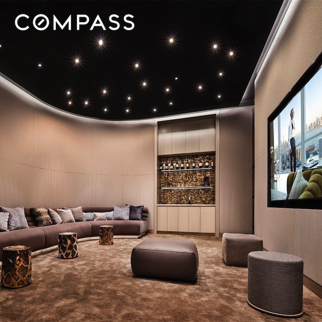 35 Hudson Yards Unit 5805, New York City, NY 10001 - carpeted cinema with a dry bar