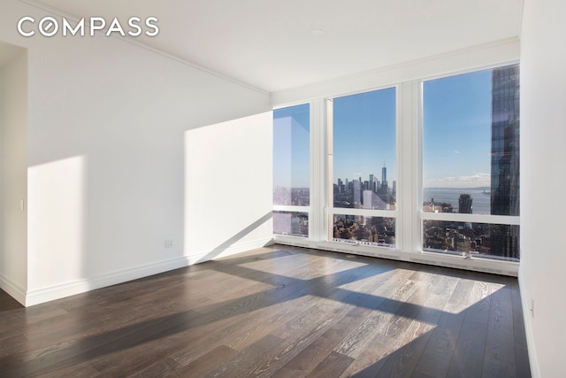 35 Hudson Yards Unit 5805, New York City, NY 10001 - empty room with wood finished floors, a view of skyline, and plenty of natural light