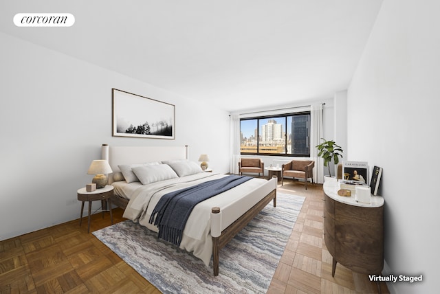bedroom with visible vents