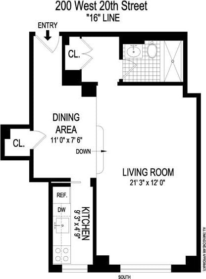 200 W 20th St Unit 816, New York City, NY 10011 - floor plan / room layout