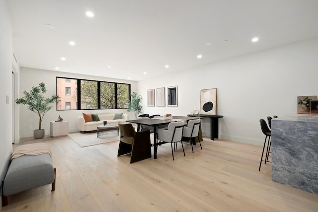 78 1st Pl Unit 5, New York City, NY 11231 - dining area with recessed lighting, light wood-style flooring, and baseboards