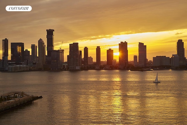 property's view of city with a water view