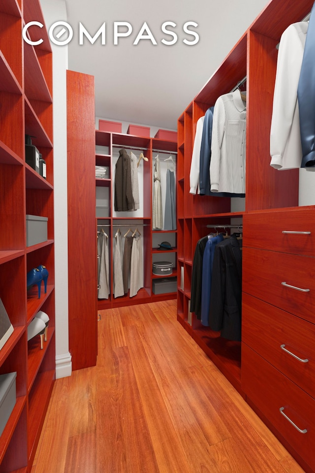 spacious closet featuring wood finished floors