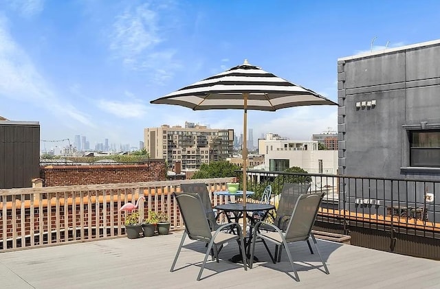 deck with a view of city