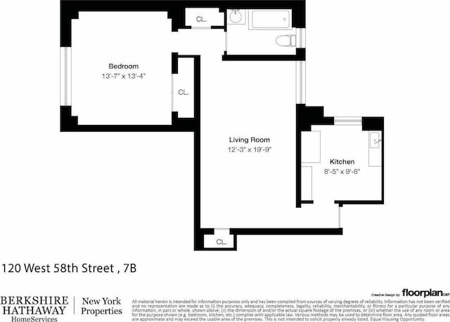 120 W 58th St Unit 7B, New York City, NY 10019 - home floor plan