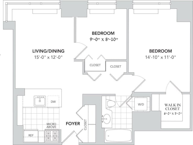 425 Main St Unit 4-C, New York City, NY 10044 - floor plan / room layout