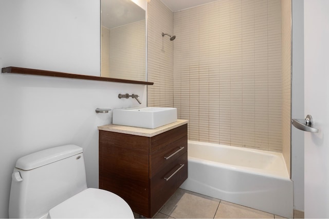 225 W 60th St Unit 14E, New York City, NY 10023 - full bathroom with vanity, tile patterned floors, and tub / shower combination