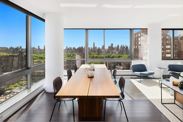225 W 60th St Unit 14E, New York City, NY 10023 - sunroom / solarium featuring a skyline view and hardwood / wood-style flooring