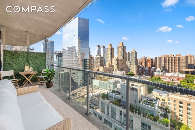 balcony featuring a view of skyline