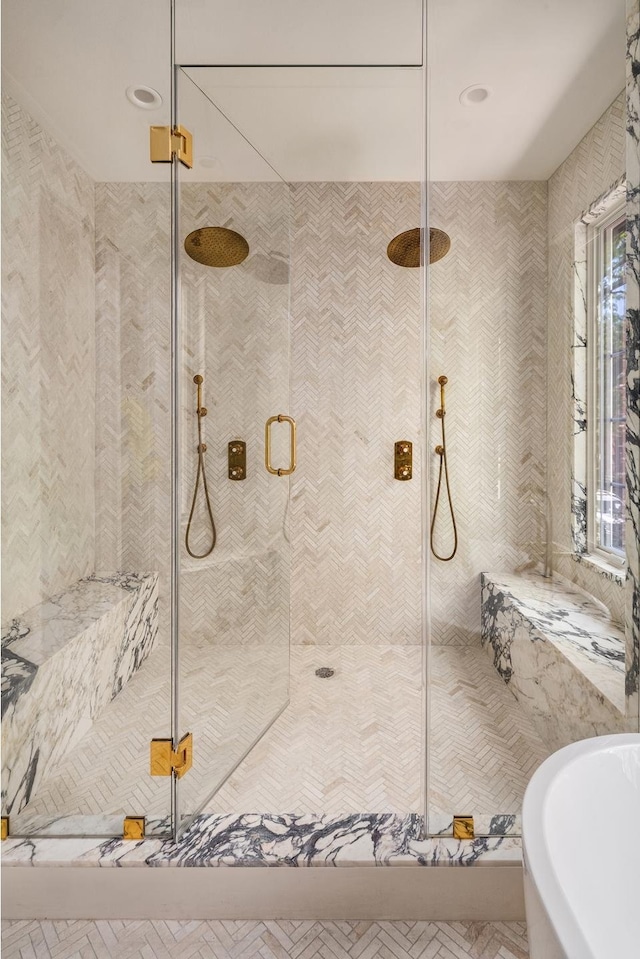 38 Garfield Place, New York City, NY 11215 - full bathroom with a soaking tub and a shower stall
