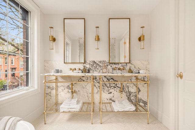 38 Garfield Place, New York City, NY 11215 - bathroom with plenty of natural light, tasteful backsplash, and baseboards