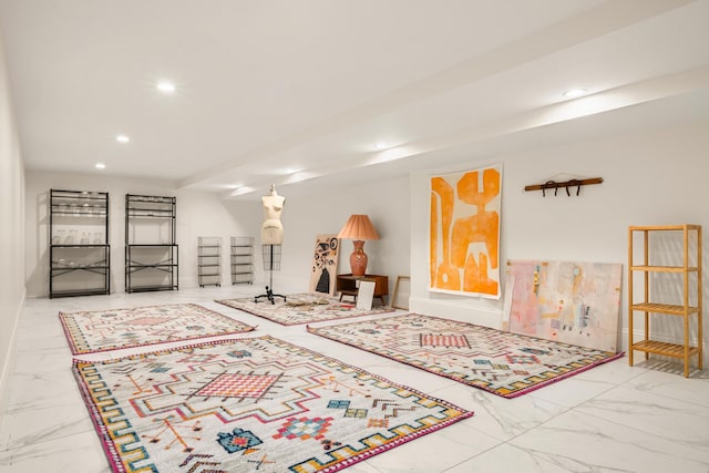 38 Garfield Place, New York City, NY 11215 - living area with marble finish floors and recessed lighting