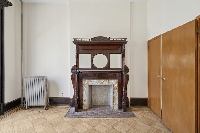 details featuring radiator heating unit