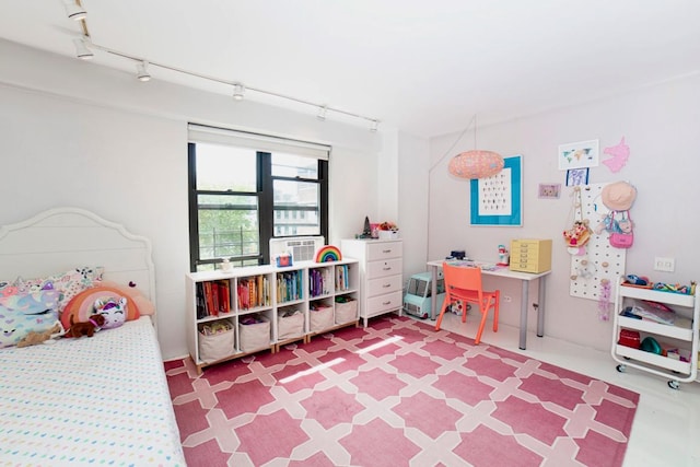 bedroom with track lighting