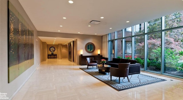 building lobby featuring visible vents