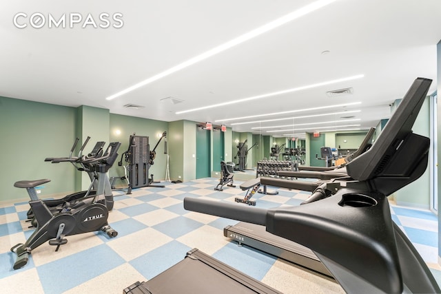 workout area featuring visible vents