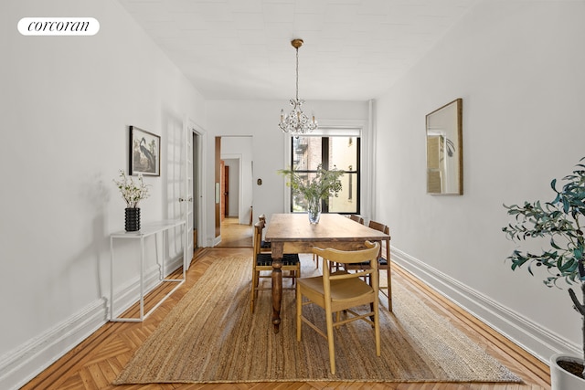 511 8th Ave, New York City, NY 11215 - dining area featuring baseboards, a chandelier, and visible vents