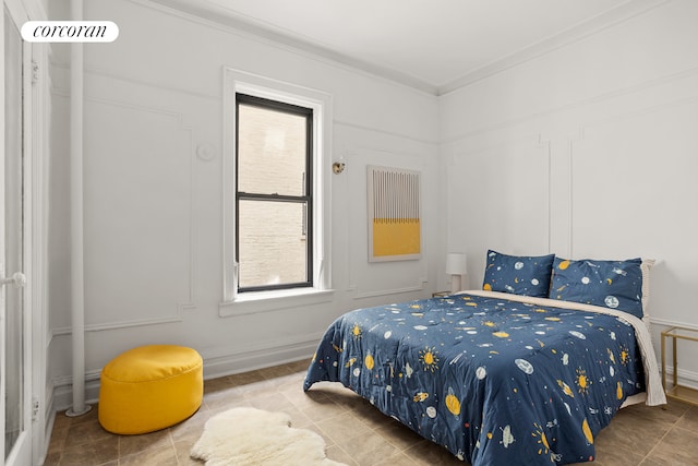 511 8th Ave, New York City, NY 11215 - bedroom with tile patterned floors, multiple windows, and ornamental molding