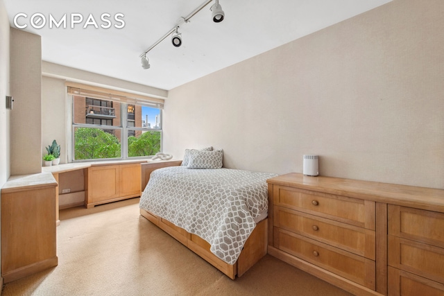 bedroom with track lighting
