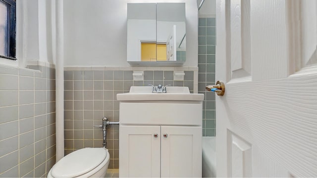 3500 Snyder Ave Unit 3P, New York City, NY 11203 - bathroom featuring tile walls, vanity, and toilet