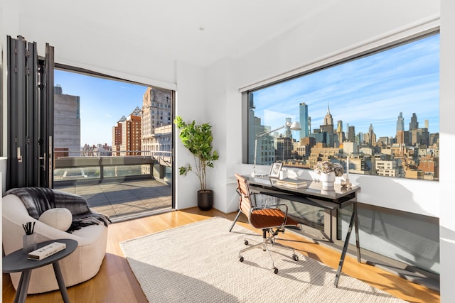 123 3rd Ave Unit Ph18, New York City, NY 10003 - office area featuring a skyline view and wood finished floors
