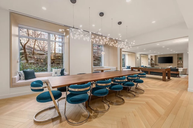 20 River Ter Unit 11L, New York City, NY 10282 - bar featuring billiards, recessed lighting, and hanging light fixtures