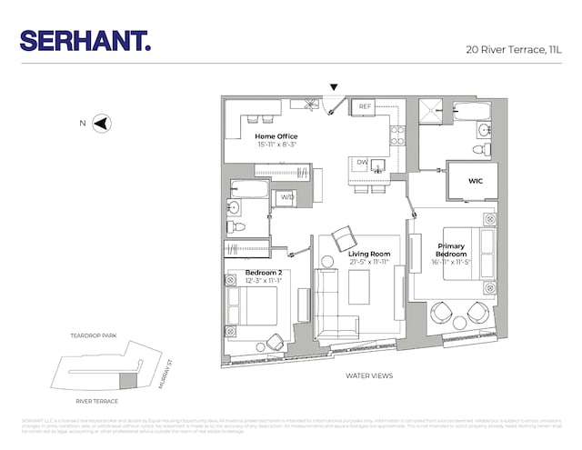 20 River Ter Unit 11L, New York City, NY 10282 - room layout