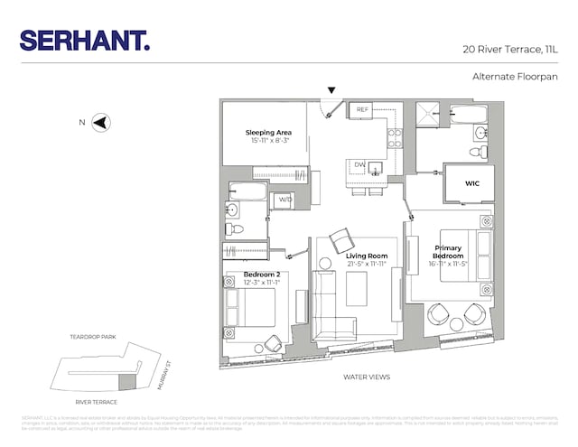 20 River Ter Unit 11L, New York City, NY 10282 - floor plan / room layout