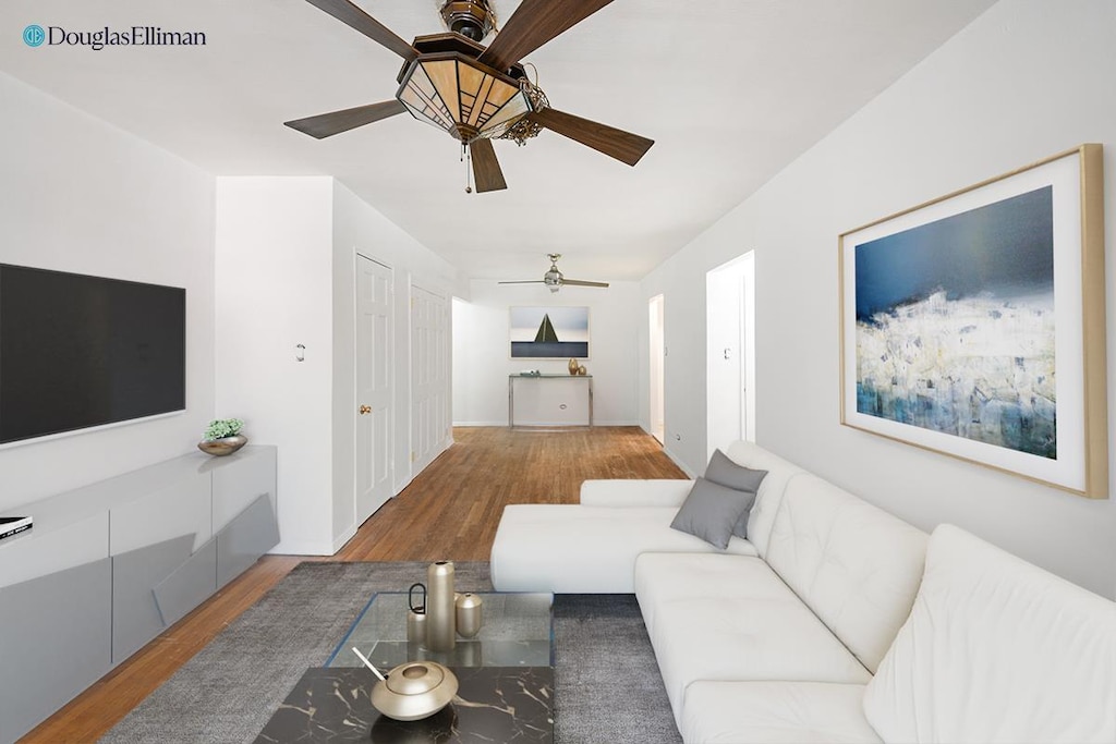310 Lenox Rd Unit 4U, New York City, NY 11226 - living area featuring a ceiling fan and wood finished floors