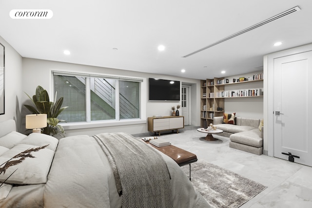519 Maple St Unit 1B, New York City, NY 11225 - bedroom with recessed lighting and marble finish flooring