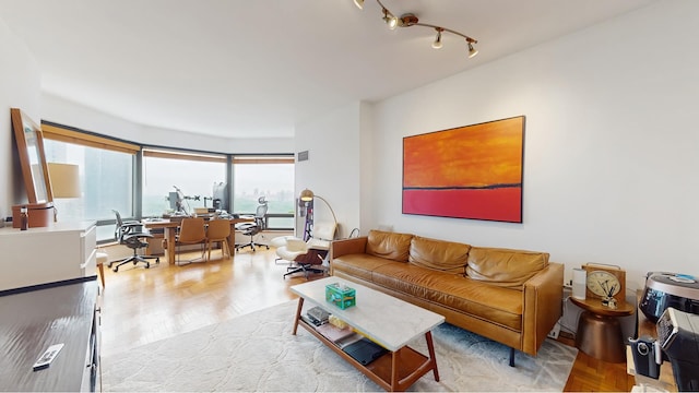 301 W 57th St Unit 17B, New York City, NY 10019 - living area featuring an office area and light wood-style flooring