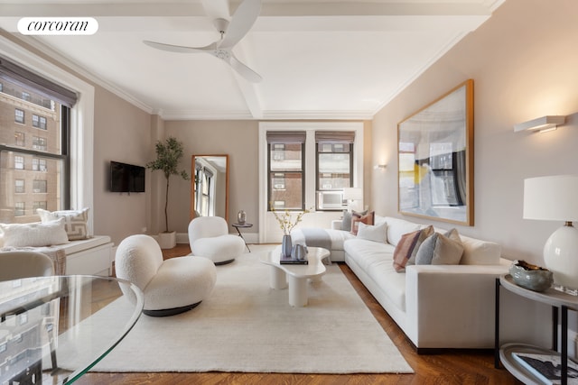 465 W End Ave Unit 10B, New York City, NY 10024 - living area with ceiling fan and crown molding