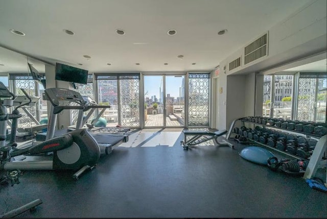 gym with visible vents