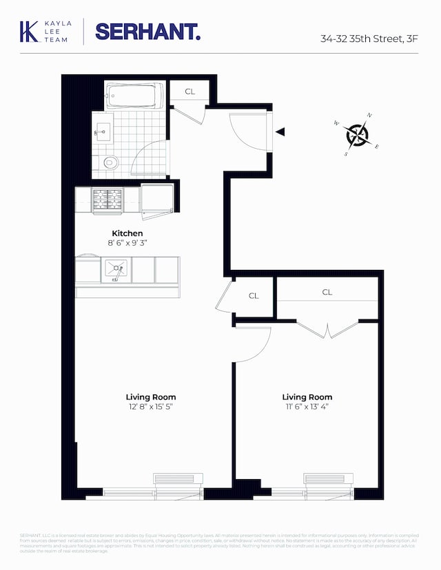 34-32 35th St Unit 3F, New York City, NY 11106 - floor plan