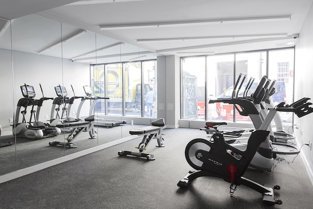 34-32 35th St Unit 3F, New York City, NY 11106 - gym with vaulted ceiling