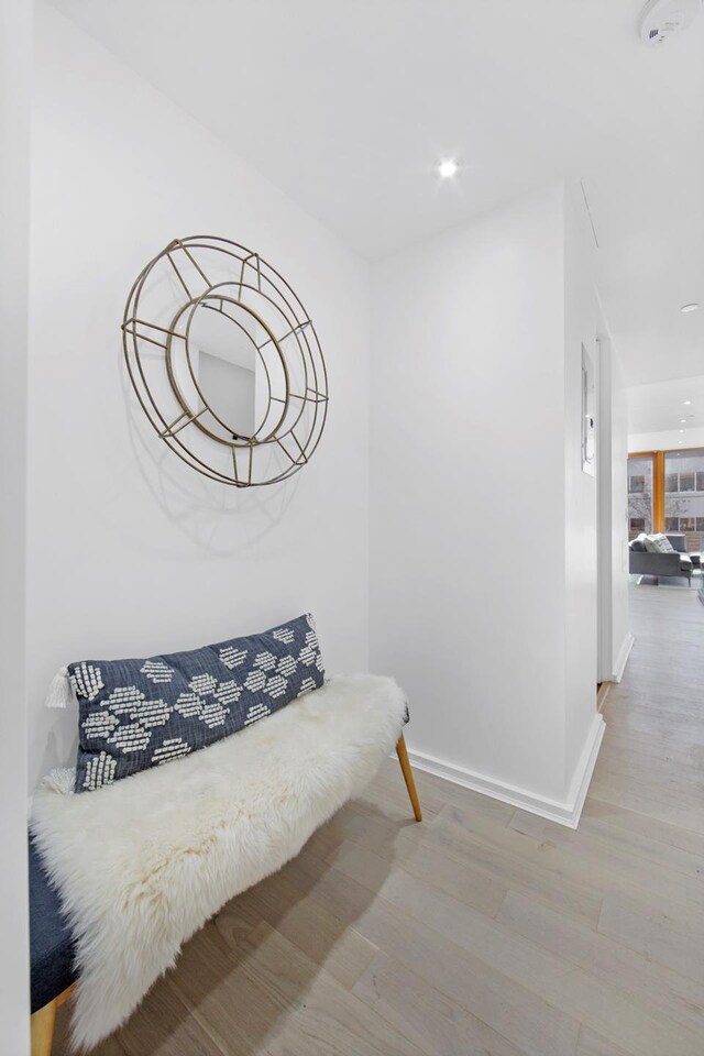 224 N 6th Street Parlour, New York City, NY 11211 - sitting room featuring wood finished floors, baseboards, and recessed lighting