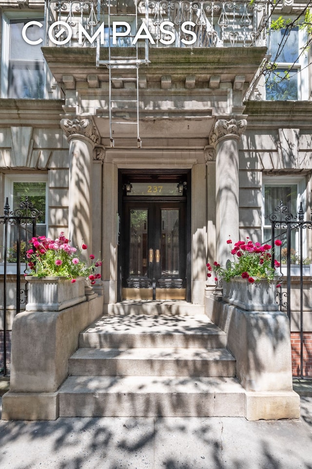 entrance to property with french doors