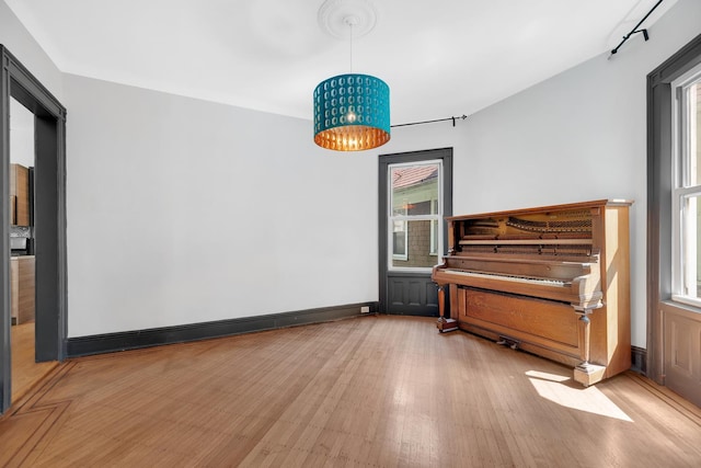spare room with a wealth of natural light and wood finished floors