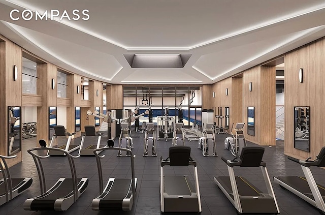 10 Riverside Blvd Unit 28C, New York City, NY 10069 - workout area with wooden walls