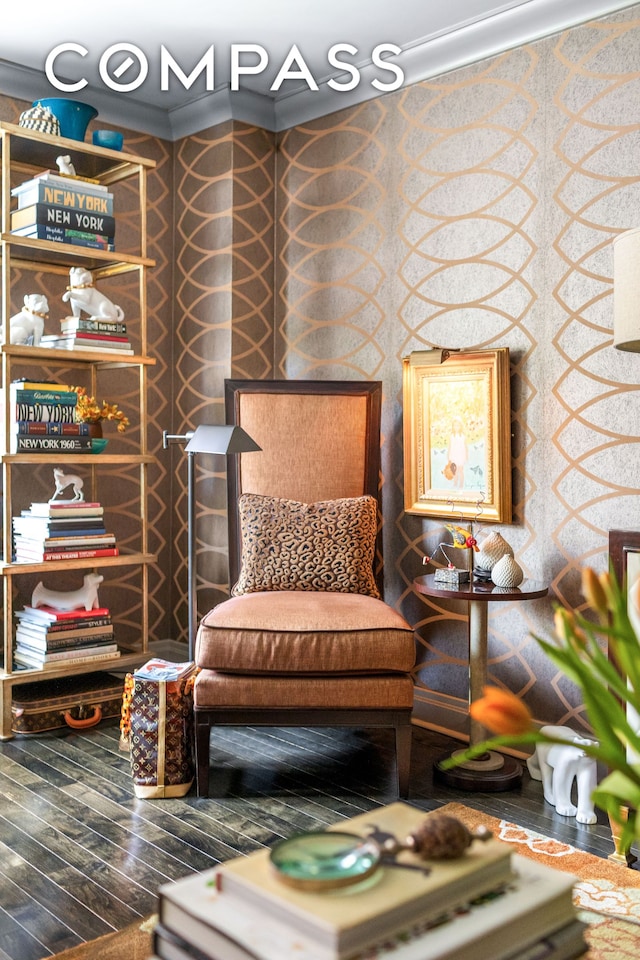 1760 2nd Ave Unit 2B, New York City, NY 10128 - sitting room featuring wood finished floors and ornamental molding