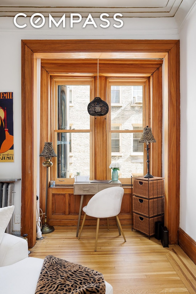331 W 89th St Unit 2B, New York City, NY 10024 - home office with ornamental molding and light wood-type flooring
