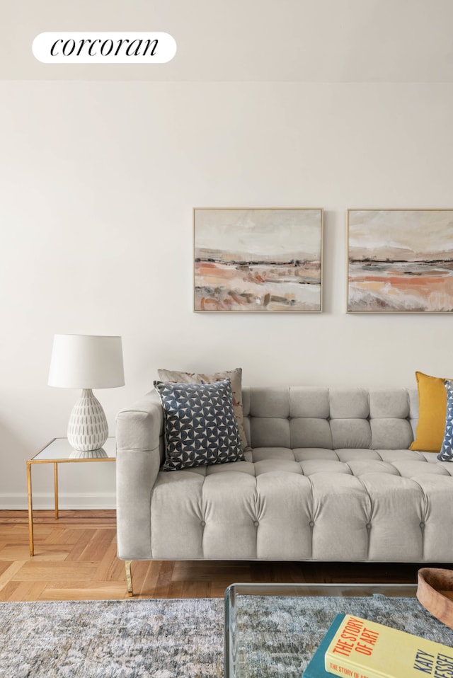 living room with baseboards